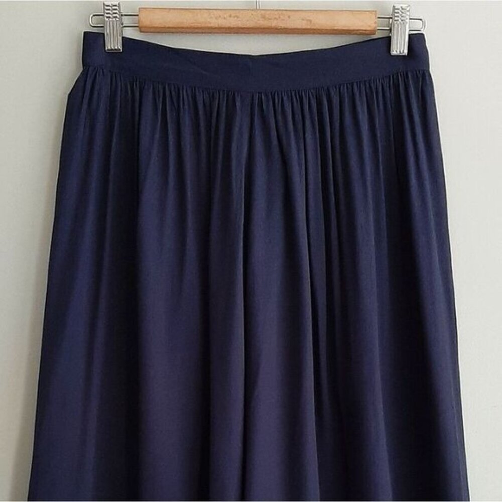 MINIMUM Denmark Maddalena Plisse Flowy Midi Skirt Navy Blue Sz S Flawed - Picture 3 of 11